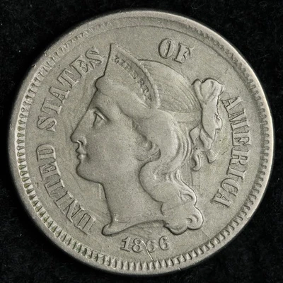 1866 Three Cent Nickel Piece XF E149 DYCA - Image 1 of 2