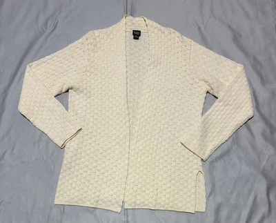 Cárdigan para mujer Eileen Fisher pequeño marfil frente abierto mezcla de cachemir texturizado Foto 1 de 4