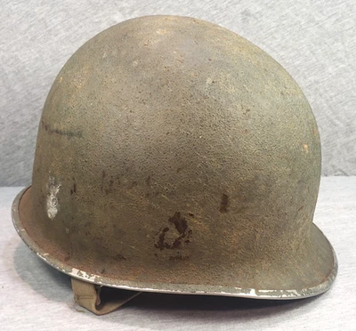 WW2 U.S. M-1 Casco de Combate Olla de Acero Fianzas Fijas, Costura Frontal con Correa para la Barbilla Foto 1 de 4