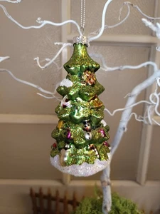 Weihnachtsbaumkugel Tannenbaum, Glas, bunt 12 x 6 cm - Bild 1 von 2