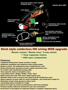 STRAT Style Solderless HH Wiring MOD Upgrade - MV/MT - (See Control Locations) - Picture 1 of 14