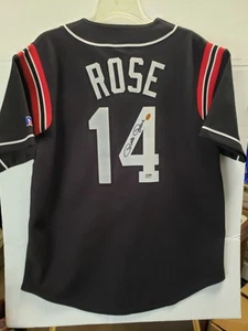 Pete Rose PSA Certified Autographed Black Cincinnati Reds Jersey - Picture 1 of 11
