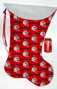 GIANT CHRISTMAS STOCKING NFL NEW ENGLAND PATRIOTS PRINT, NEW HANDMADE USA - Picture 1 of 2