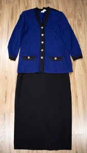 Conjunto de cárdigan y falda vintage de la colección St. John azul talla mediana - Imagen 1 de 7