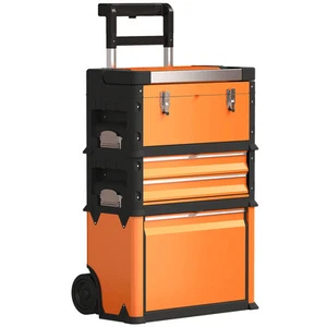 3-in-1 Stackable Rolling Tool Box - Orange - Picture 1 of 12