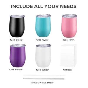 12oz, Stainless Steel, Tumbler with Lid and Straw, Wine Cup,for Hot & Cold Drink - Picture 1 of 5