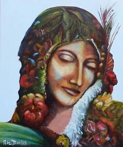 NEW ORIGINAL PETE DAVIES OIL Gaia Summer Earth Mother Greek God Canvas PAINTING - Picture 1 of 1