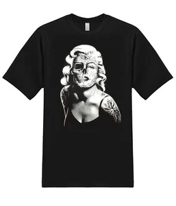 T-Shirt Half Skull Face Marilyn Monroe Day of the Dead blond Geschenk urbane Grafik - Bild 1 von 6