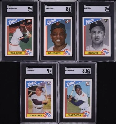 1992 Ziploc Complete Set Willie Mays Hank Aaron SGC 8-9.5 (11 graded cards) - Image 1 of 2