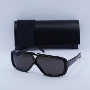 New Saint Laurent SL569Y 001 Shiny Black/Grey 63-7-140 Sunglasses - Picture 1 of 6