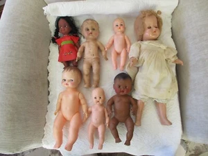 Mixed lot of 7 Vintage Dolls Vinyl, Rubber, Plastic Various Brands - Picture 1 of 23