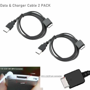 2x USB DATA CHARGER CABLE FOR SONY WALKMAN NW-S706F/NWZ-X1050/NWZ-E455/NWZ-F805B - Picture 1 of 8