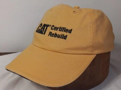 CAT Caterpillar Certified Rebuild Hat Cap Strapback Adjustable Yellow Never Worn - Image 1 of 4