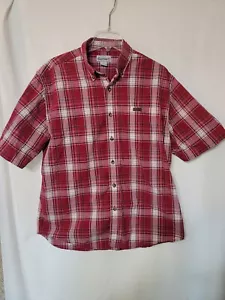 Carhartt Shirt Mens L Red Plaid Button Up Short Sleeve Work Cotton Original Fit - Picture 1 of 4