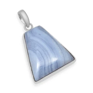 Blauer Spitzenachat Edelstein 925 Sterling Silber Handarbeit Anhänger für Damen & Mädchen - Bild 1 von 1