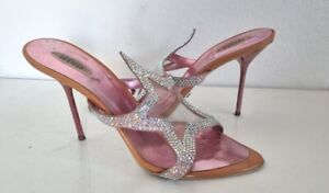 Le Silla Leather And Rubber Slip On Heels With Crystals 40