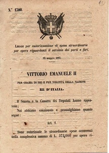 crv 155 1863 VITTORIO EMANUELE II Re d' Italia - Opere per servizio porti e fari - Imagen 1 de 1
