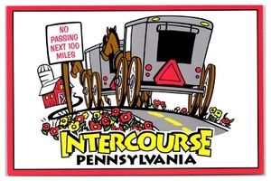 Postal Amish Country Intercourse Pennsylvania caballo y buggy sin pasar señal - Imagen 1 de 2