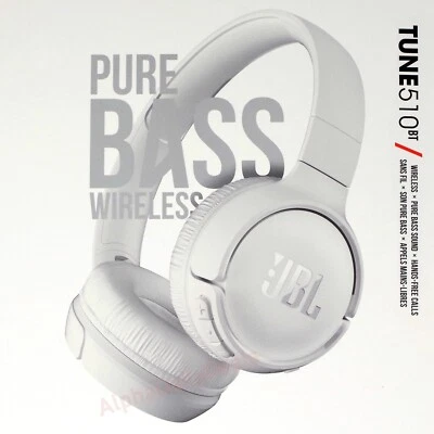 JBL Tune 510BT Wireless Bluetooth On Ear Stereo Headphones Mic Bass White - Image 1 of 3