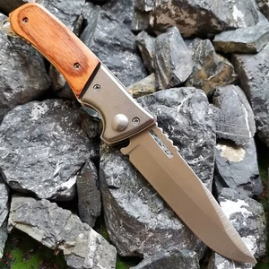 Stainless steel sharp blade wood handle multi-purpose outdoor folding knife tool - Picture 1 of 6