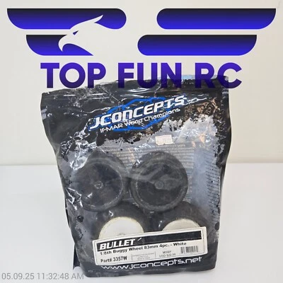 Jconcepts 3357W 1/8th Buggy Wheel 83mm 4pc-White F/R B/W - Image 1 of 2
