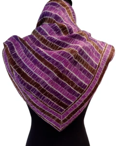Glentex Vtg Rayon and Silk Hand Rolled Japan Purple Brown Scarf 26.5" x 26.5" - Picture 1 of 7
