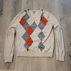 Walter Hagen Golf Argyle V-Neck Sweater 100% Cotton, Mens Sz Medium - Picture 1 of 3