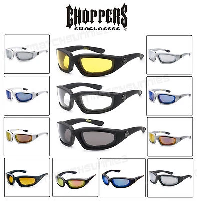 Choppers 901 Padded Foam Wind Resistant Sunglasses Motorcycle Glasses UV Protect - Image 1 of 4