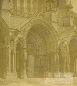 France Chartres Cathedral North Door Old Half-Stereo Photo Valecke 1865 - Picture 1 of 3