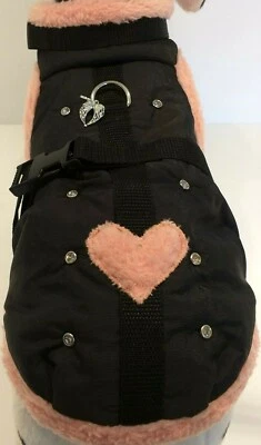 MASI DOGSDESIGN Wintermantel Hundemantel schwarz wasserfest Herz Hunde XS S M rosa Glitzer Welpe