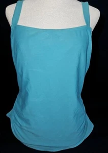 * ECO BEACH Blue Cut Out Back Rauched Sides Tankini Top Ladies LARGE - Picture 1 of 5