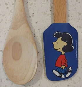 2er Set Peanuts Gang Charlie Brown Lucy Spachtel Holzlöffel blau Fun Comics - Bild 1 von 5