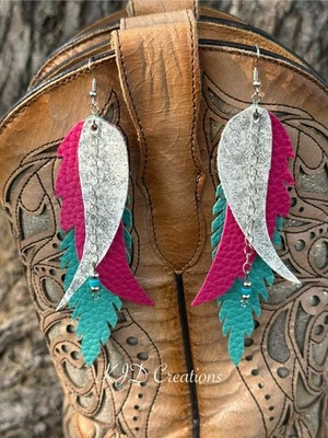 Western Boho imitación cuero pluma largo colgante pendiente con cuentas cadena detalles  Foto 1 de 2