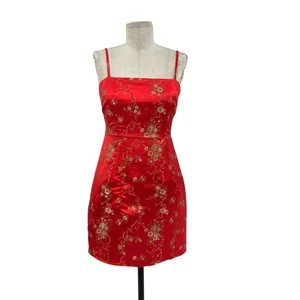 I.am.gia Kiko Kleid Mini Ärmellos Blumen Satin Jacquard Rot Größe S - Bild 1 von 10