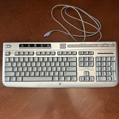 HP Wired Silver Keyboard Model (5187-7583) 6-pin (PS/2)  Multimedia. Computer - Image 1 of 2