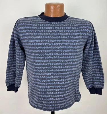 Vintage 90s Floral Print Sweatshirt YOUTH Medium Navy Crewneck Hawaiian Surfer - Image 1 of 4