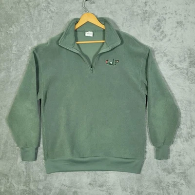 Pullover de golf Mad-Mag para hombre mediano verde polar cuarto cremallera logotipo bordado años 90 Foto 1 de 4