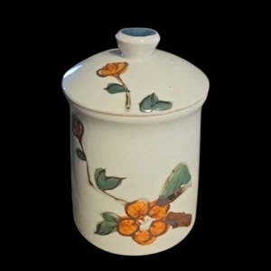 Contenitore in ceramica con coperchio dipinto a mano floreale 6,5" caffè tè farina zucchero - Foto 1 di 11