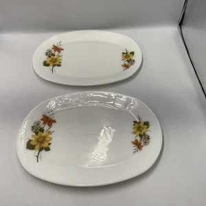 2 Vintage Pyrex JAJ Autumn Glory Oval Serving Platters Plates 12” By 9” 1960s B - Picture 1 of 16