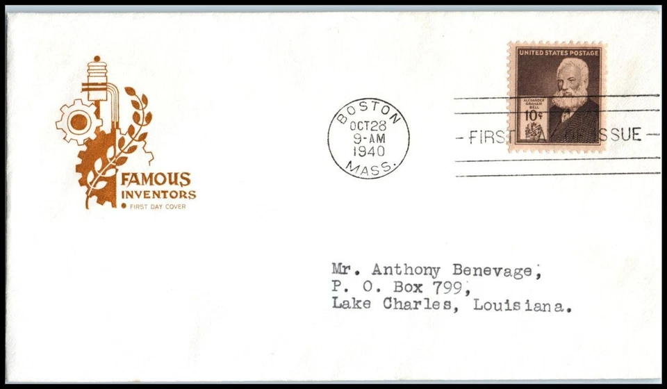 1940 Alexander Graham Bell inventor Sc 893-5 FDC House of Farnam, telephone (5C - Image 1 of 1