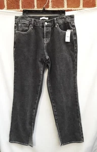 NUEVO Pantalones de mezclilla para mujer Pacsun 28 lavado negro dobladillo de pierna dividida botón recto mosca - Imagen 1 de 8