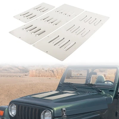 Cubierta de persiana de capó ventilada de motor de acero inoxidable apta para Jeep Wrangler TJ 97-02 Foto 1 de 4