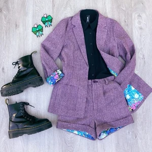 Chaqueta Blazer Blackmilk Frente Abierto Talla 8 Púrpura Pata de Gallo Academia Preppy - Imagen 1 de 16