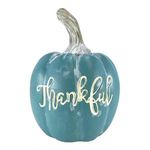 Blue Harvest Pumpkin Thankful Figurine 6 Inches Tall - Picture 1 of 4