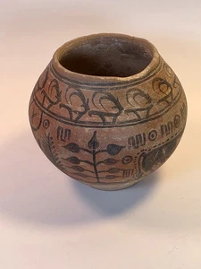 Antikes Stil Steingut Gefäß präkolumbianisches Design Mogollon Mimbres schwarz auf - Bild 1 von 16