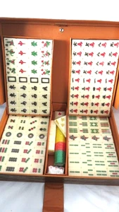 Vintage Chinesisches Mah-Jongg Set Spiel mit Koffer Box - Bild 1 von 4