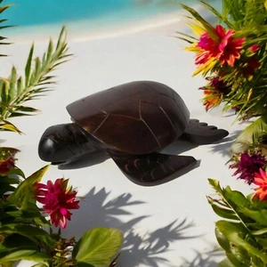 VTG Handcarved Sea Turtle Glossy 6.5" Beach house Wooden - Picture 1 of 11