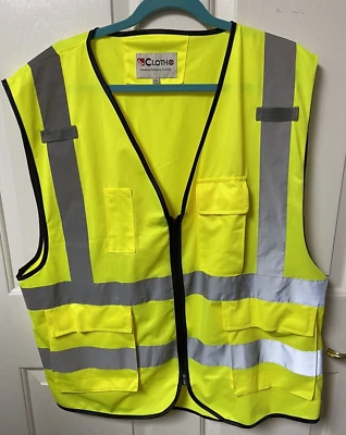 Hi Vis Reflective Safety Zip Work Vest 2XL NWOT Pockets - Image 1 of 4
