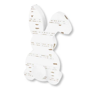 Collins White Rabbit Bunny - Rustic Wood Easter Bunny with Pom Pom Tail 7" - Picture 1 of 3