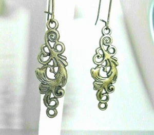 New Beautiful Antique-look Ornate Bronze-tone Drop Dangle Earrings 2-1/4" Long - Picture 1 of 3
